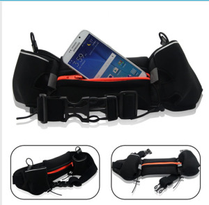 Lycra +Neoprene Materail Runners Pack Sports Waist Bag with Water Bottle Holder